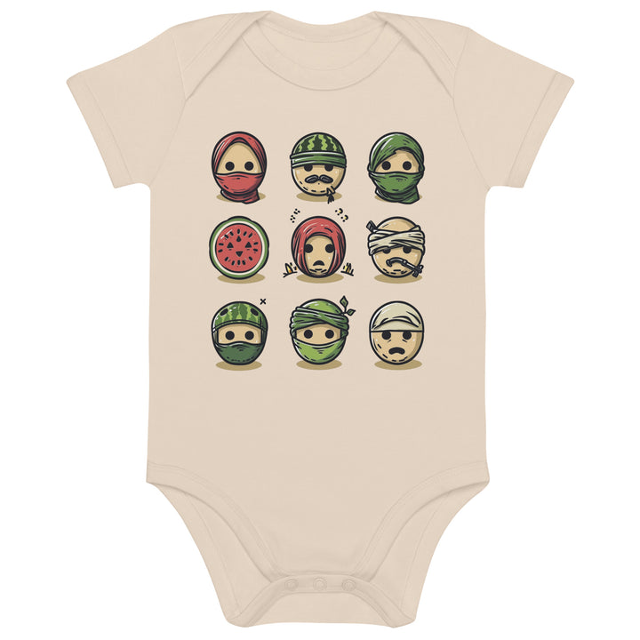 Palestine Emoji - Organic Cotton Baby Bodysuit, Cotton Baby Bodysuit Organic Natural