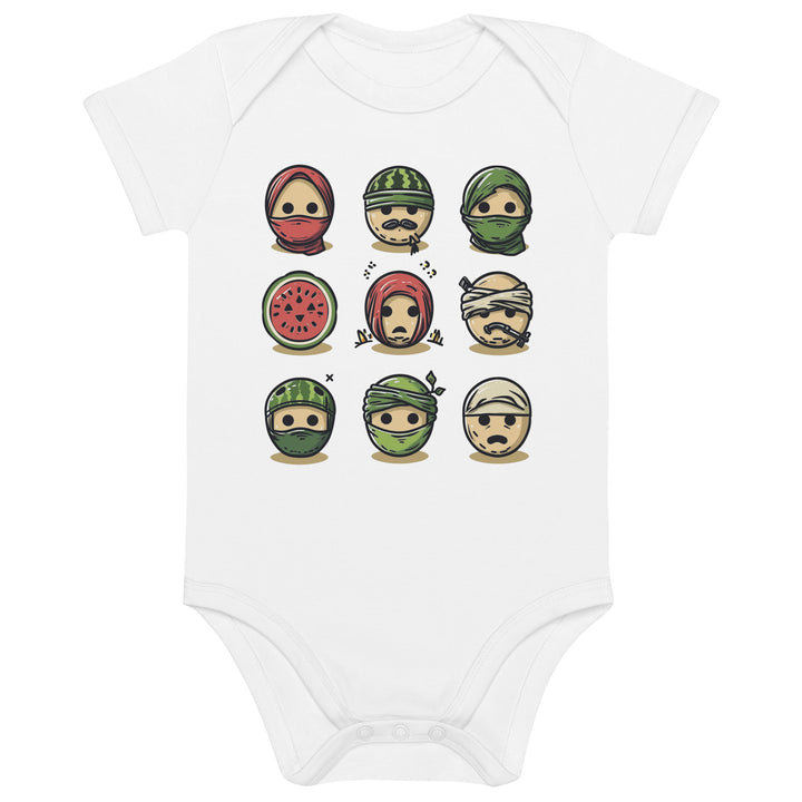 Palestine Emoji - Organic Cotton Baby Bodysuit, Cotton Baby Bodysuit White