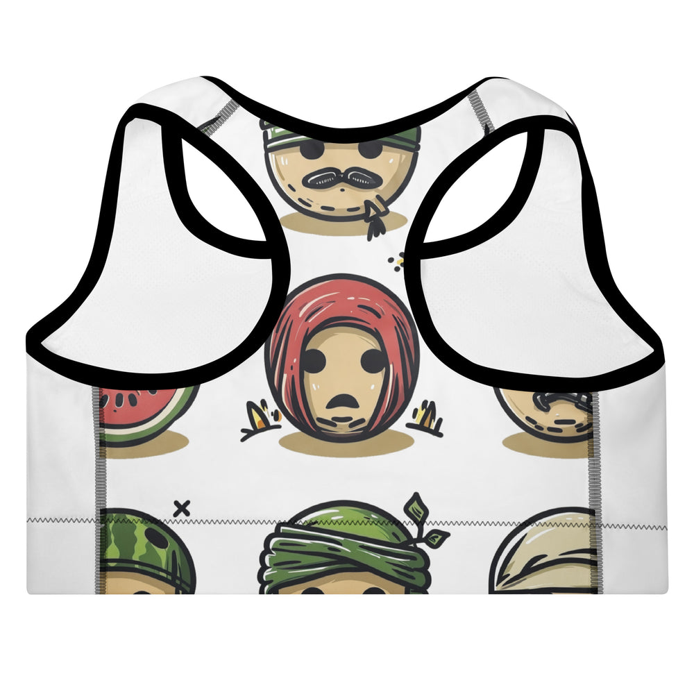 Palestine Emoji - Padded Sports Bra, Padded Sports Bra Black