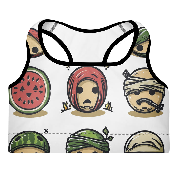 Palestine Emoji - Padded Sports Bra, Padded Sports Bra Black