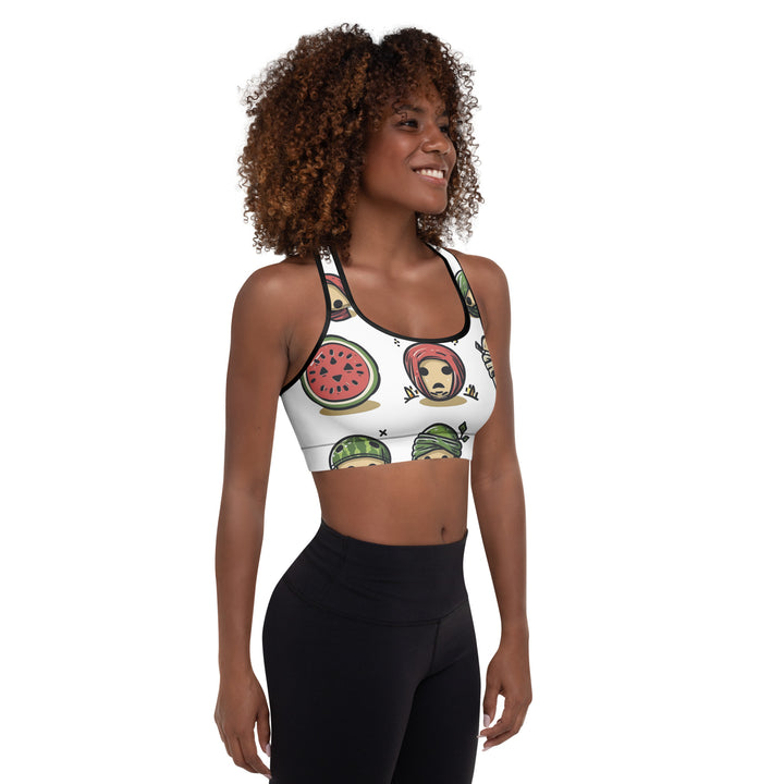 Palestine Emoji - Padded Sports Bra, Padded Sports Bra Black