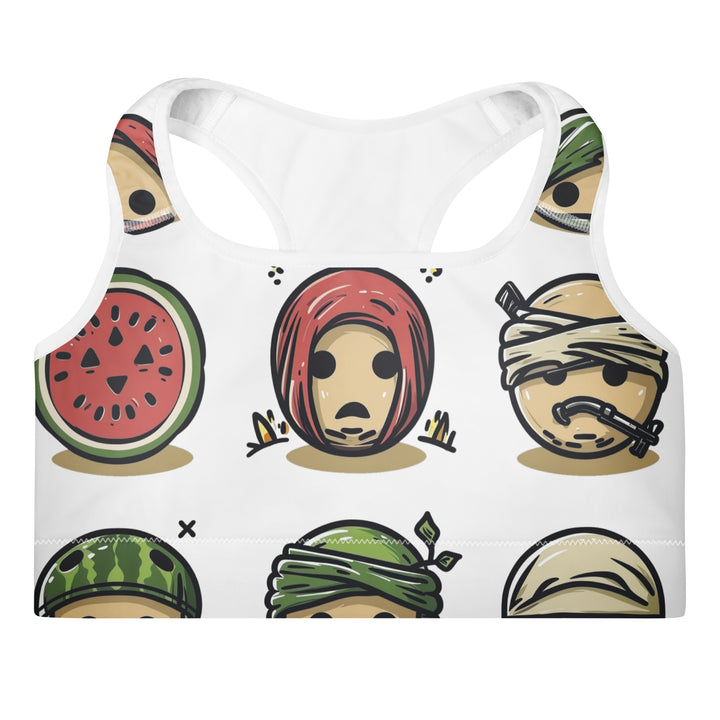 Palestine Emoji - Padded Sports Bra, Padded Sports Bra White