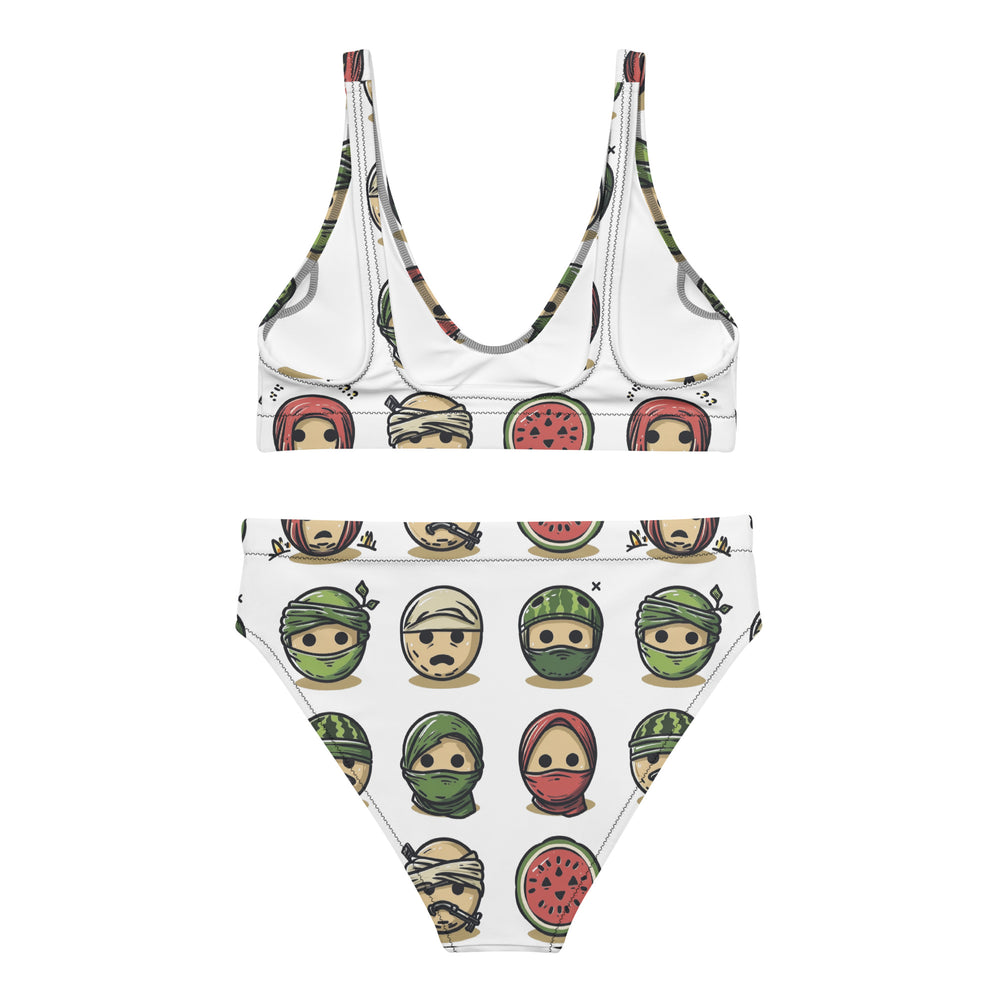 Palestine Emoji - Recycled High-Waisted Bikini, Recycled High Waisted Bikini White