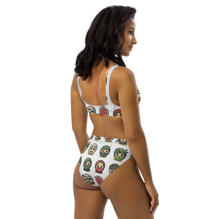 Palestine Emoji - Recycled High-Waisted Bikini, Recycled High Waisted Bikini White Right