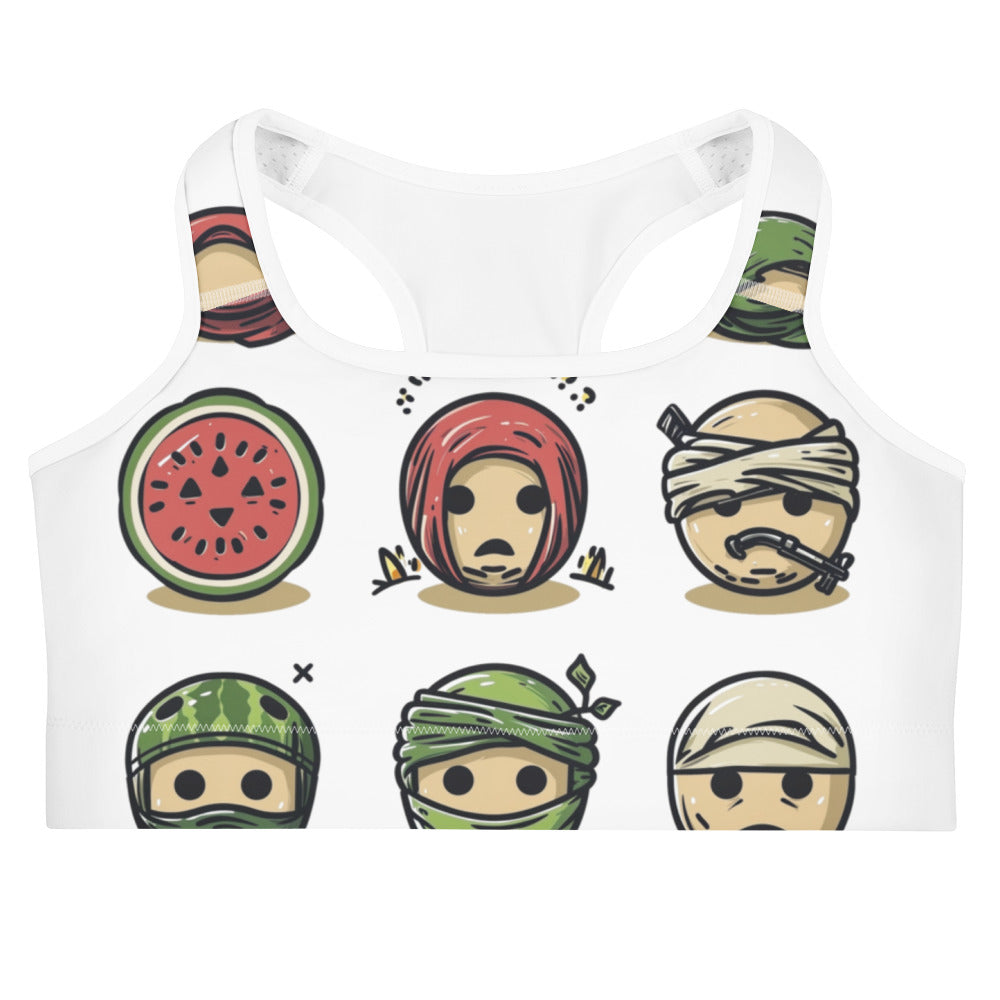Palestine Emoji - Sports Bra, White