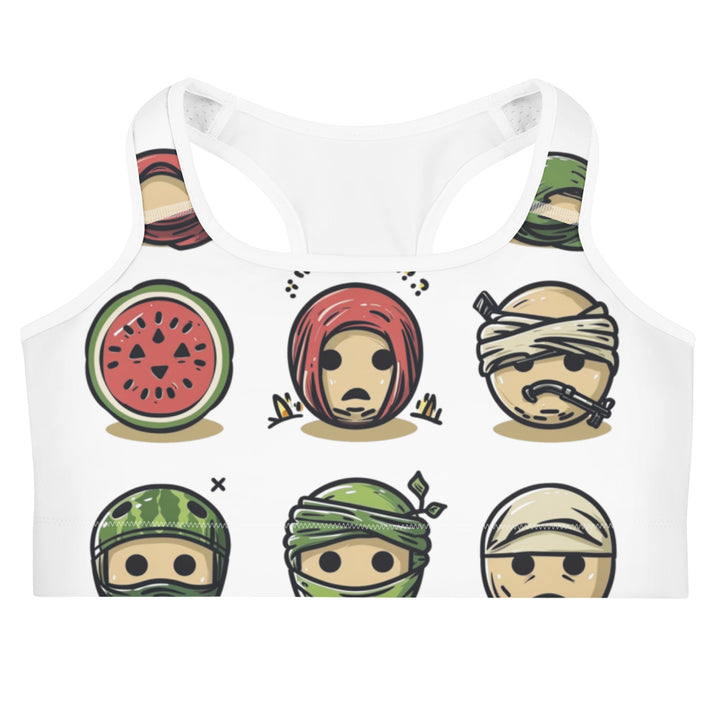 Palestine Emoji - Sports Bra, White