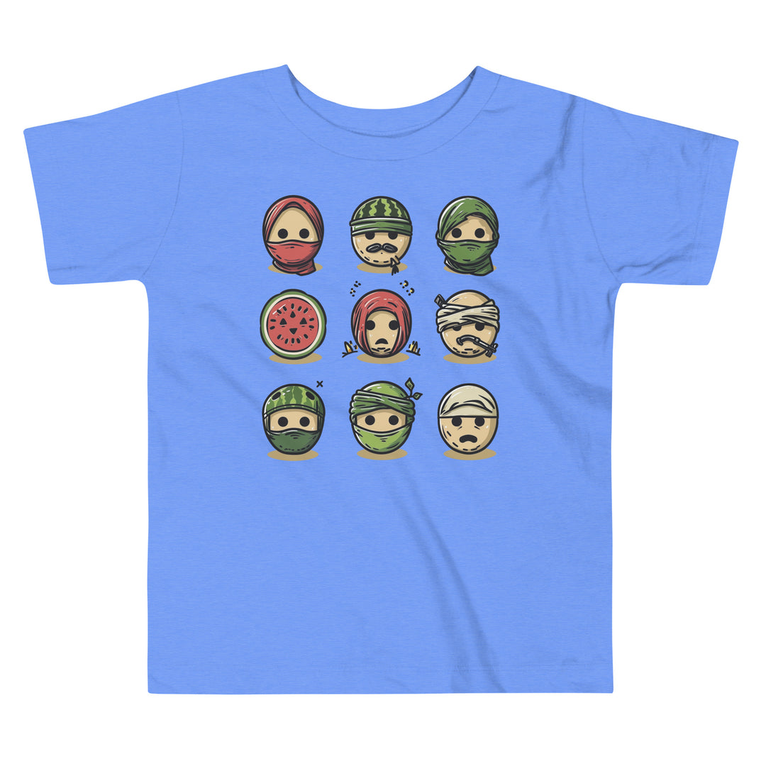 Palestine Emoji - Toddler Short Sleeve Tee, Heather Columbia Blue