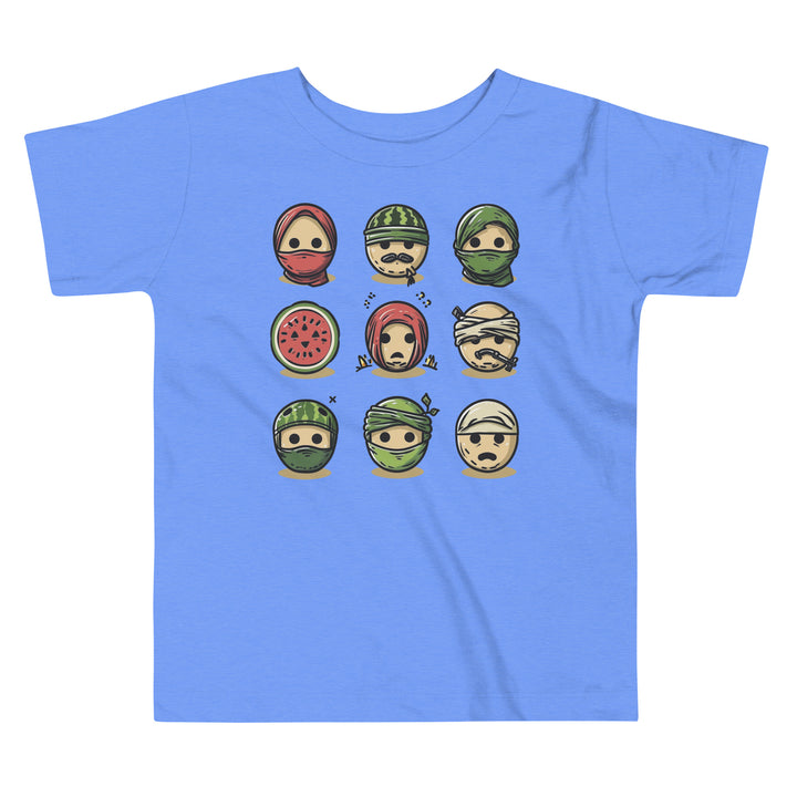 Palestine Emoji - Toddler Short Sleeve Tee, Heather Columbia Blue