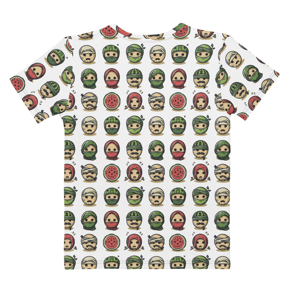 Palestine Emoji - Women’s All-Over T-Shirt, Womens Crew Neck T Shirt White