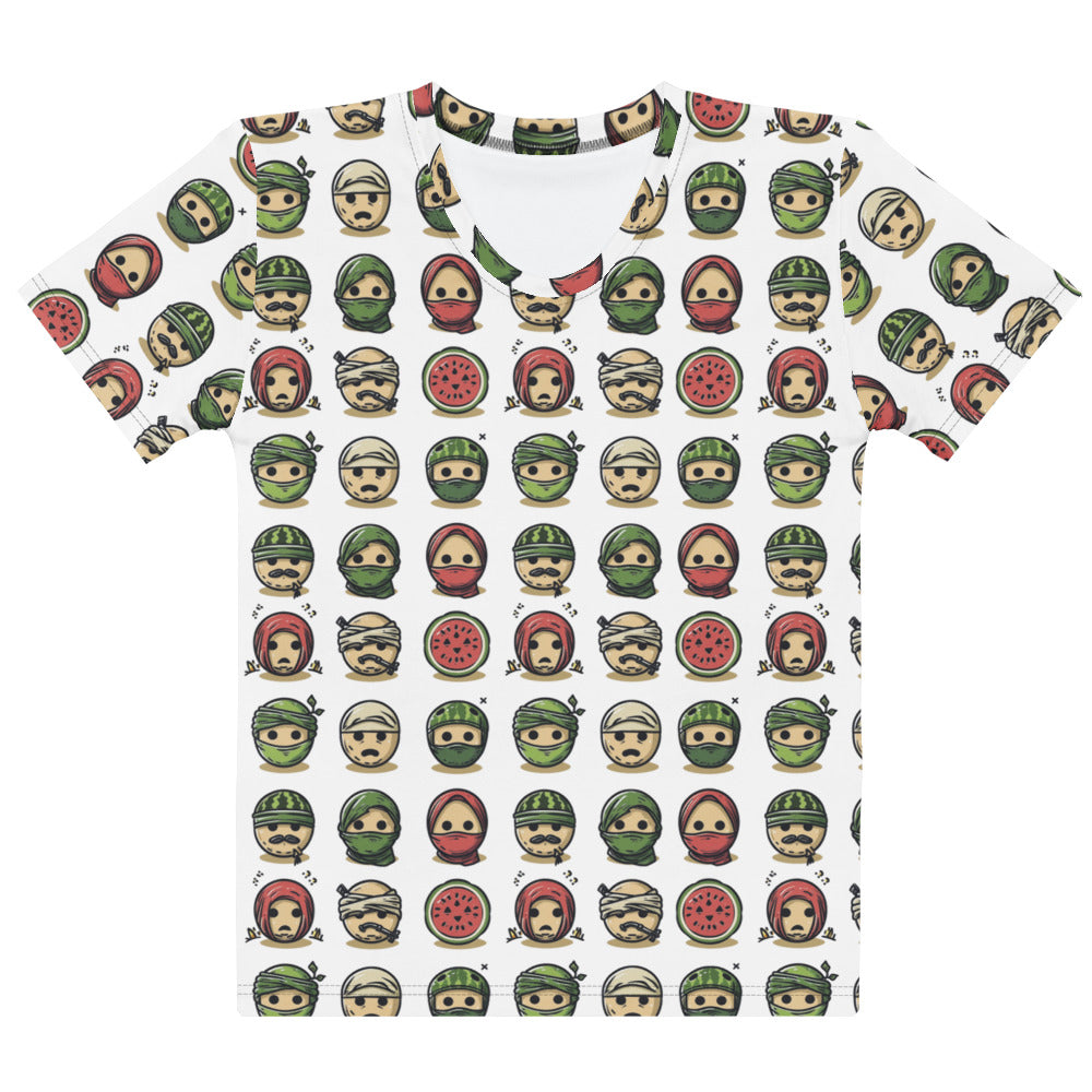 Palestine Emoji - Women’s All-Over T-Shirt, Womens Crew Neck T Shirt White