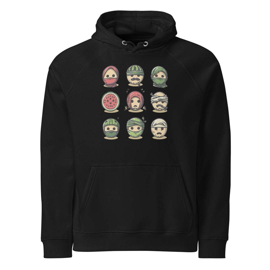 Palestine Emoji - Women’s Eco Raglan Hoodie, Eco Raglan Hoodie Black