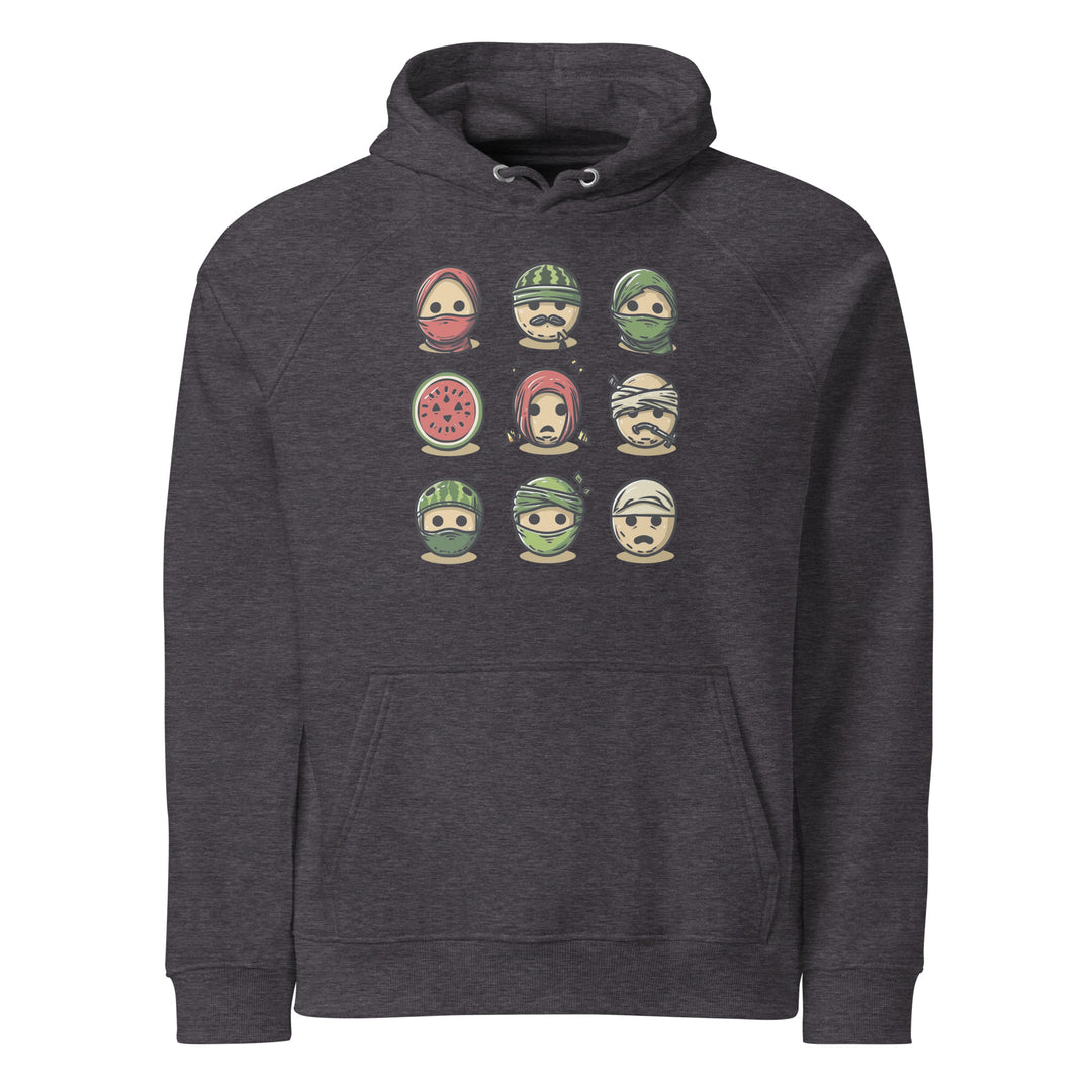Palestine Emoji - Women’s Eco Raglan Hoodie, Eco Raglan Hoodie Charcoal Melange