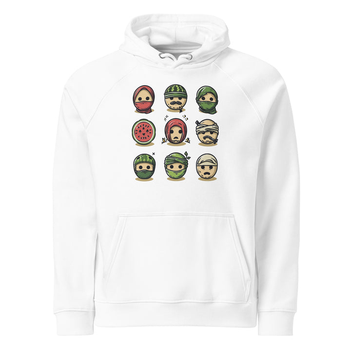 Palestine Emoji - Women’s Eco Raglan Hoodie, Eco Raglan Hoodie White