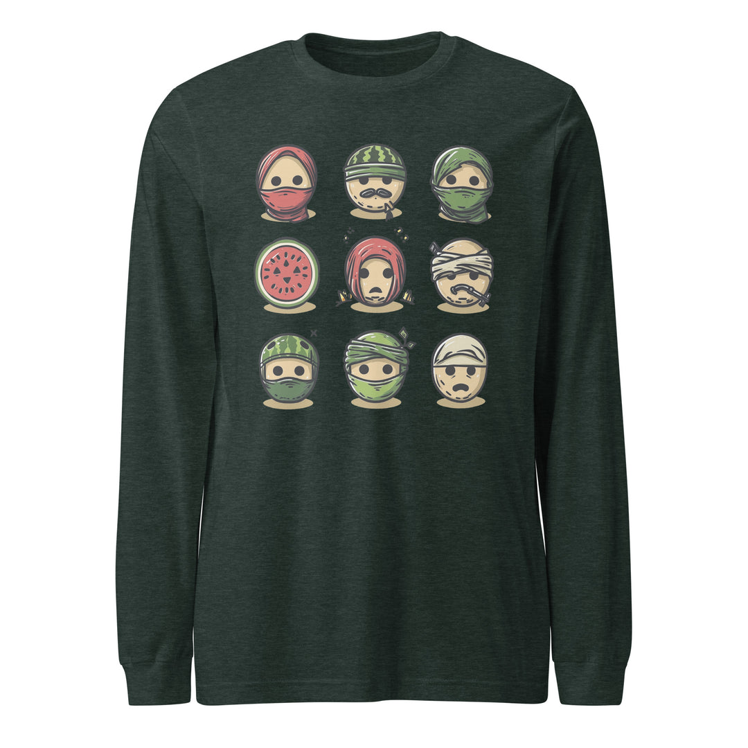 Palestine Emoji - Women’s Long Sleeve Tee, Heather Forest