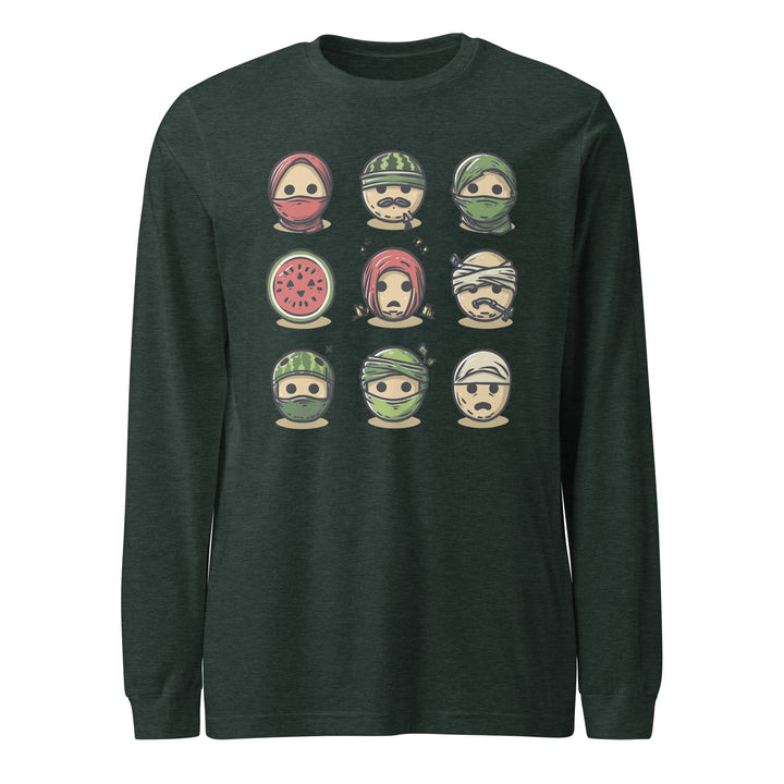 Palestine Emoji - Women’s Long Sleeve Tee, Heather Forest