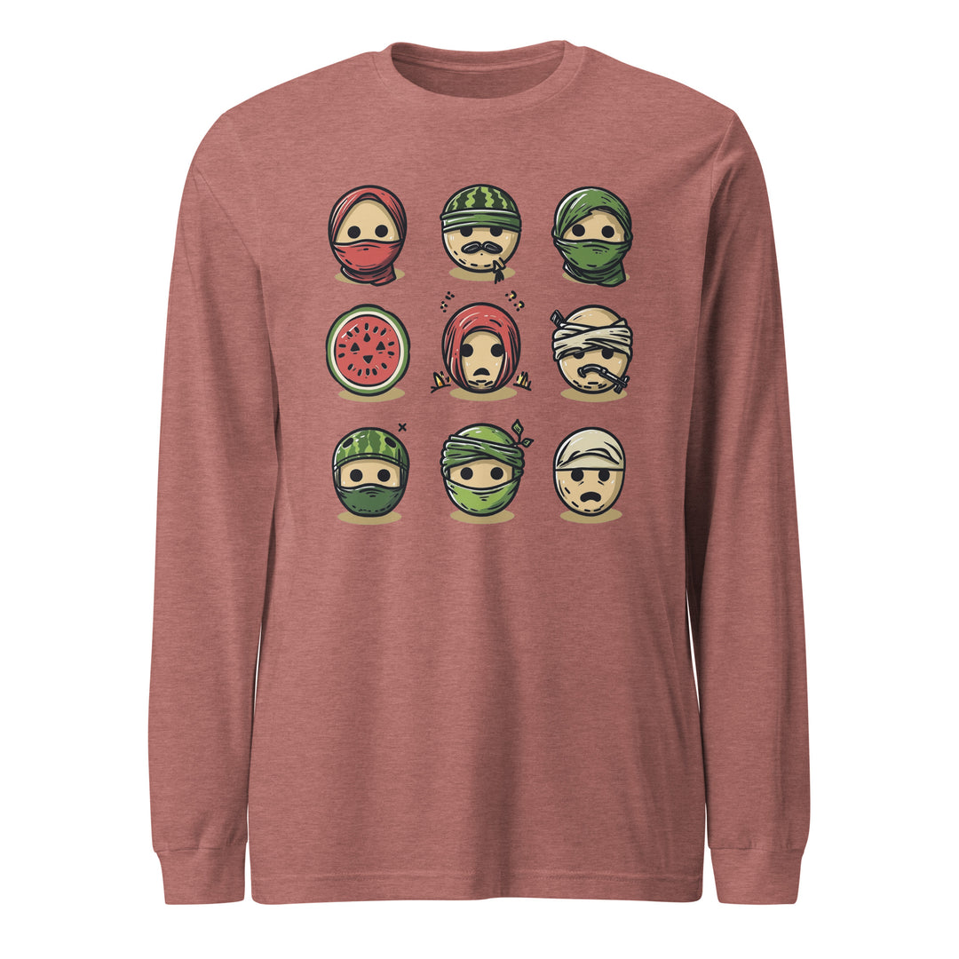 Palestine Emoji - Women’s Long Sleeve Tee, Heather Mauve
