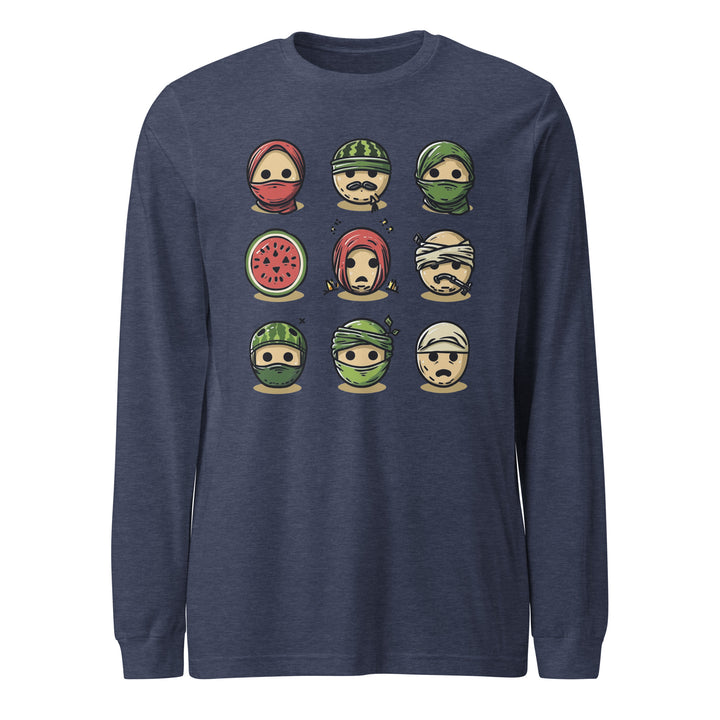 Palestine Emoji - Women’s Long Sleeve Tee, Heather Navy