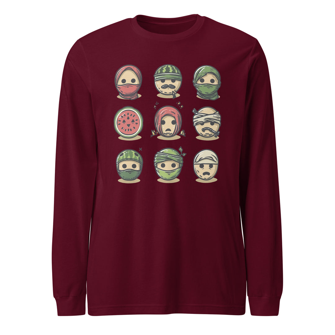 Palestine Emoji - Women’s Long Sleeve Tee, Maroon