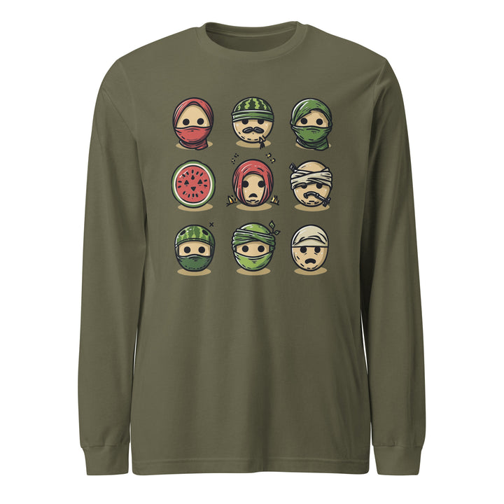Palestine Emoji - Women’s Long Sleeve Tee, Military Green