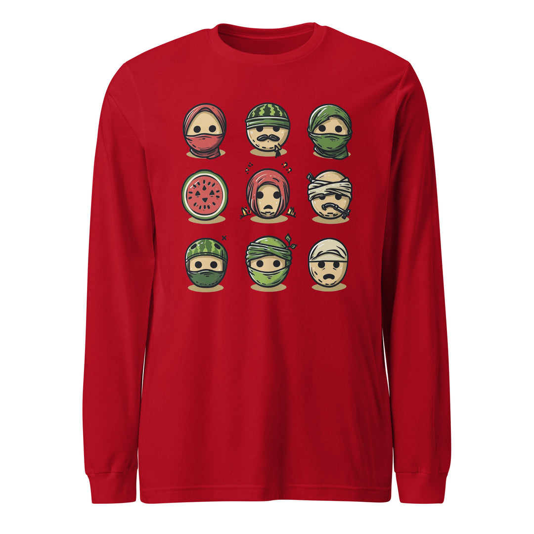 Palestine Emoji - Women’s Long Sleeve Tee, Red