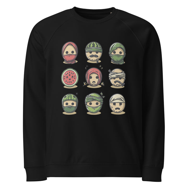 Palestine Emoji - Women’s Organic Raglan Sweatshirt, Black