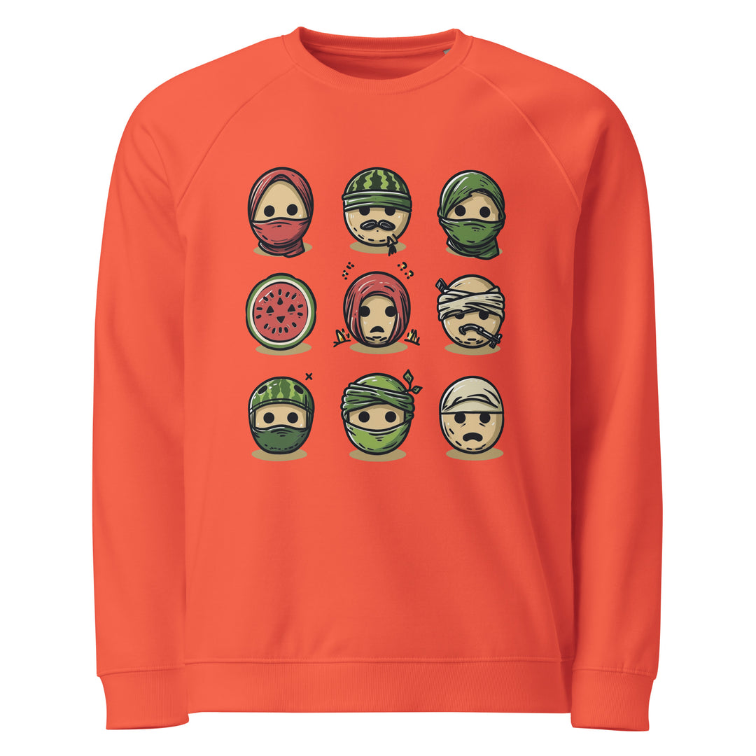 Palestine Emoji - Women’s Organic Raglan Sweatshirt, Burnt Orange