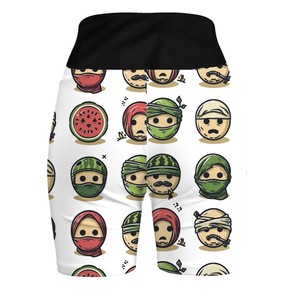 Palestine Emoji - Yoga Shorts, White