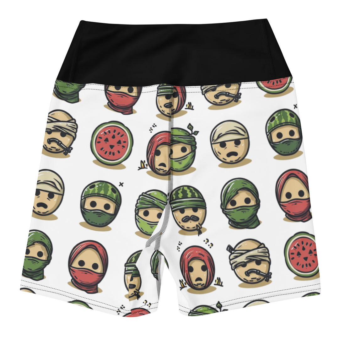 Palestine Emoji - Yoga Shorts, White
