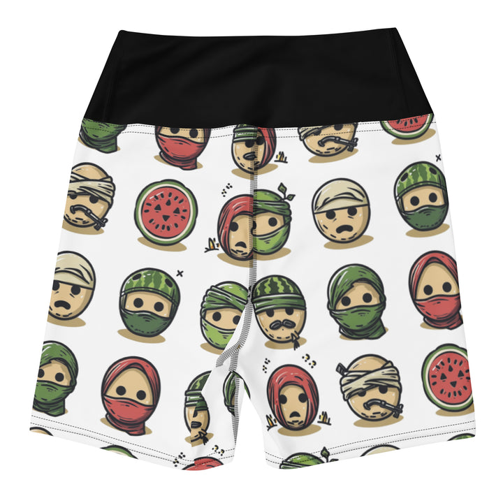 Palestine Emoji - Yoga Shorts, White