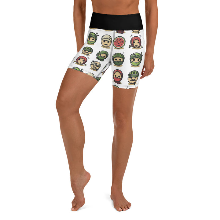 Palestine Emoji - Yoga Shorts, White