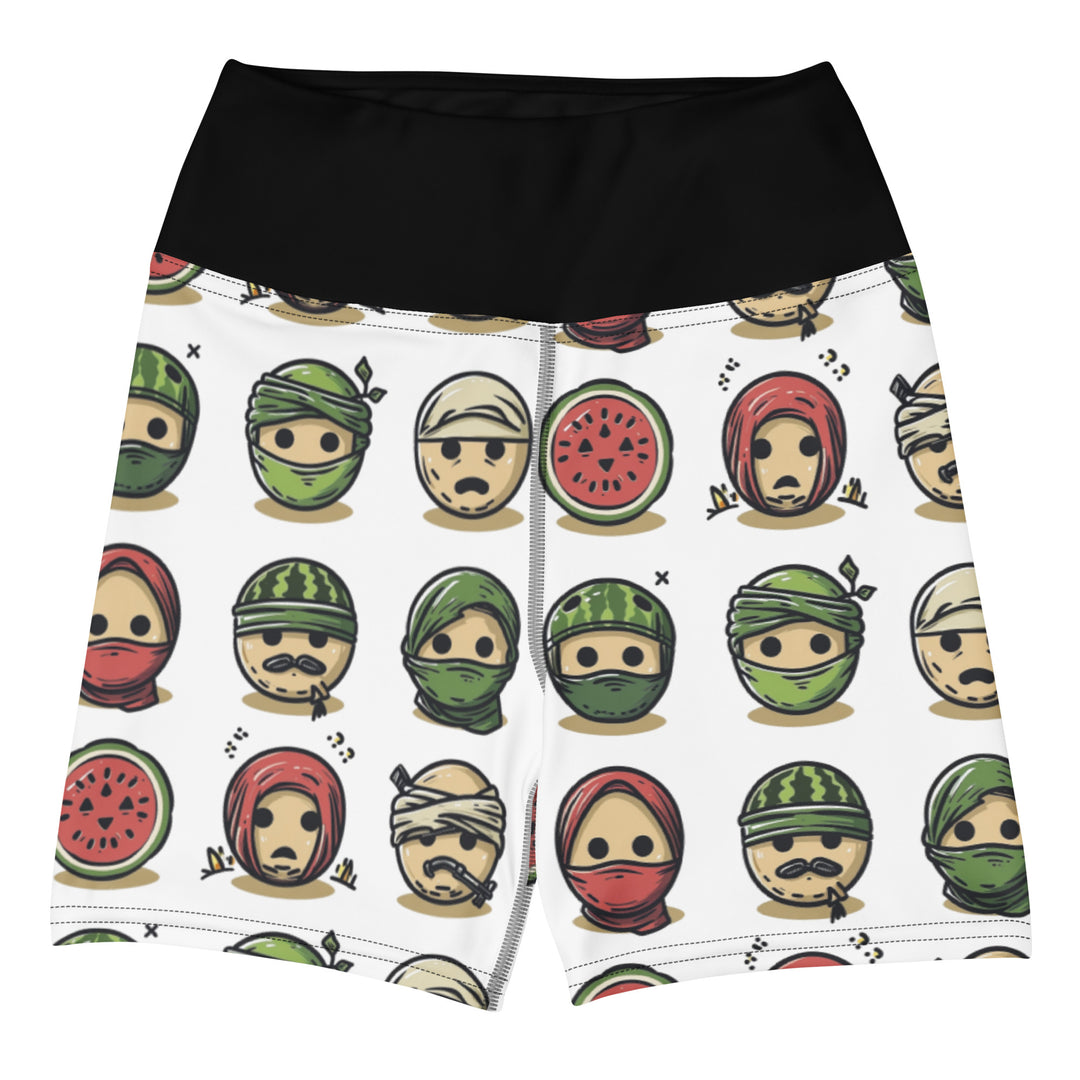 Palestine Emoji - Yoga Shorts, White