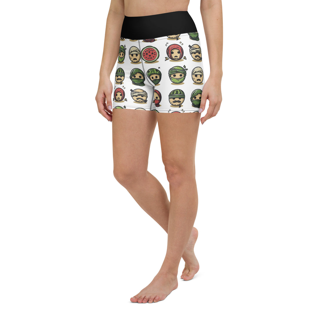 Palestine Emoji - Yoga Shorts, White
