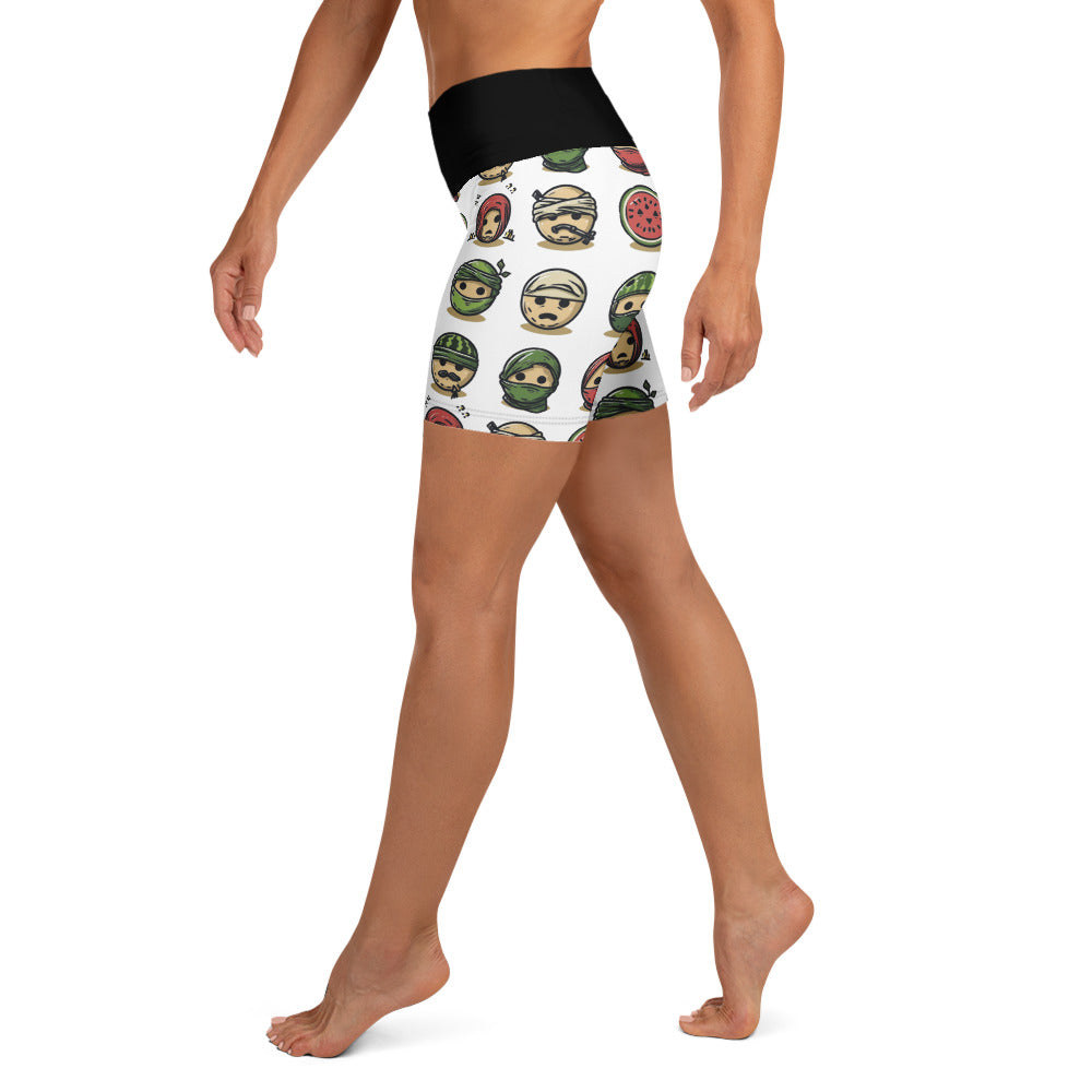 Palestine Emoji - Yoga Shorts, White