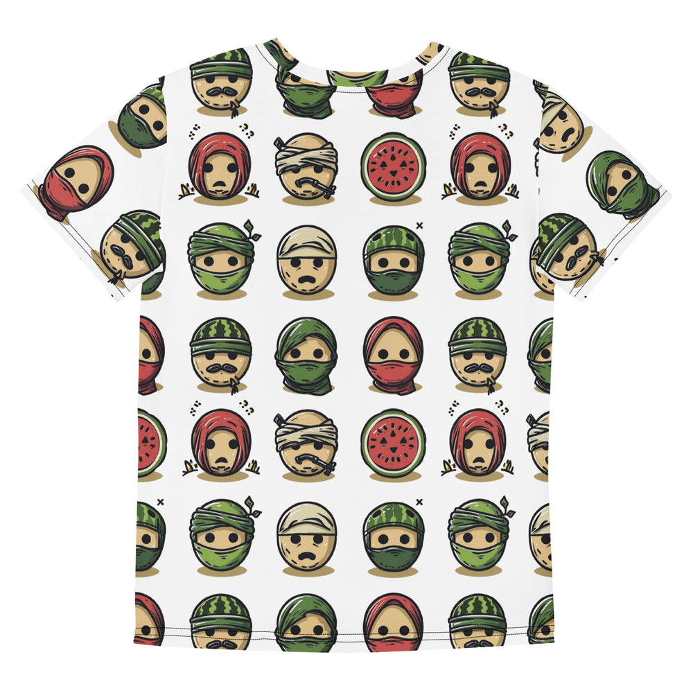 Palestine Emoji - Youth Crew Neck T-Shirt, T Shirt White