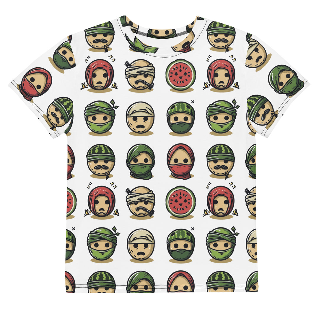 Palestine Emoji - Youth Crew Neck T-Shirt, T Shirt White