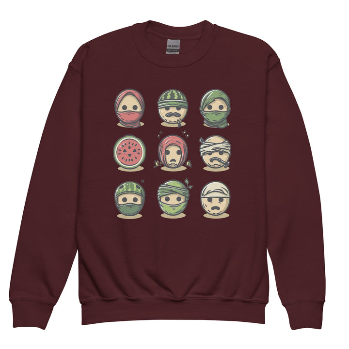 Palestine Emoji - Youth Crewneck Sweatshirt, Maroon