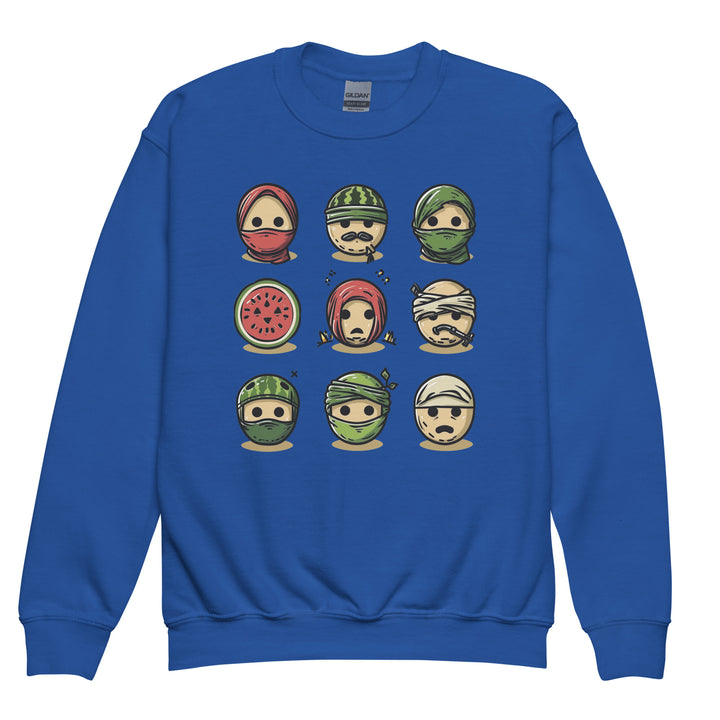 Palestine Emoji - Youth Crewneck Sweatshirt, Royal