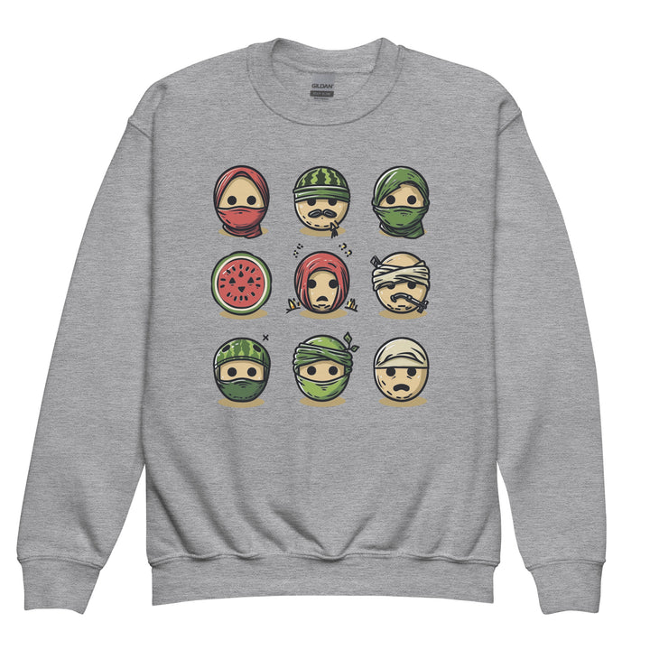 Palestine Emoji - Youth Crewneck Sweatshirt, Sport Grey