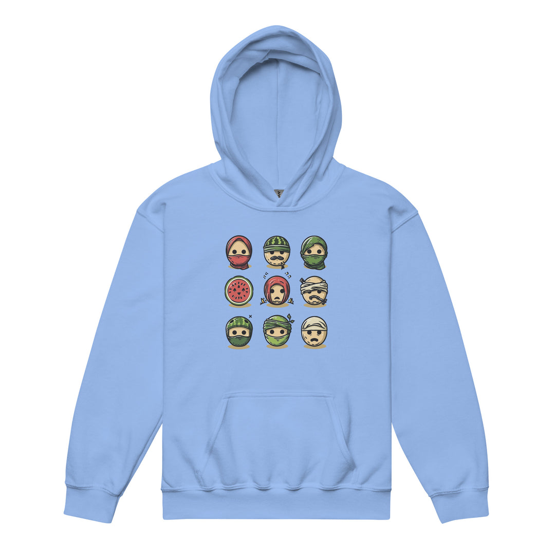 Palestine Emoji - Youth Heavy Blend Hoodie, Carolina Blue