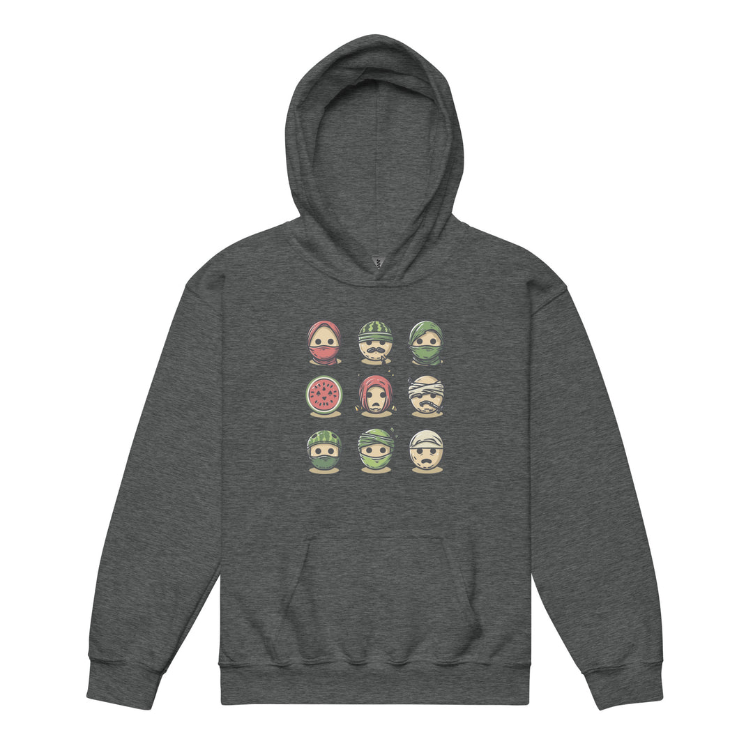 Palestine Emoji - Youth Heavy Blend Hoodie, Dark Heather