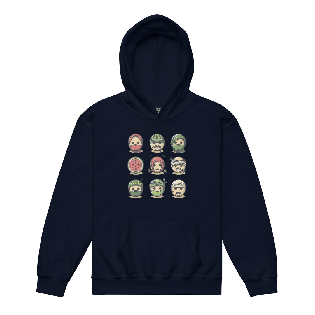 Palestine Emoji - Youth Heavy Blend Hoodie, Navy