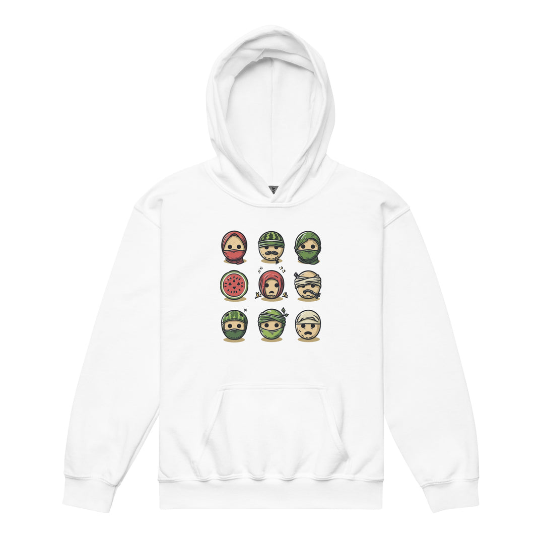Palestine Emoji - Youth Heavy Blend Hoodie, White