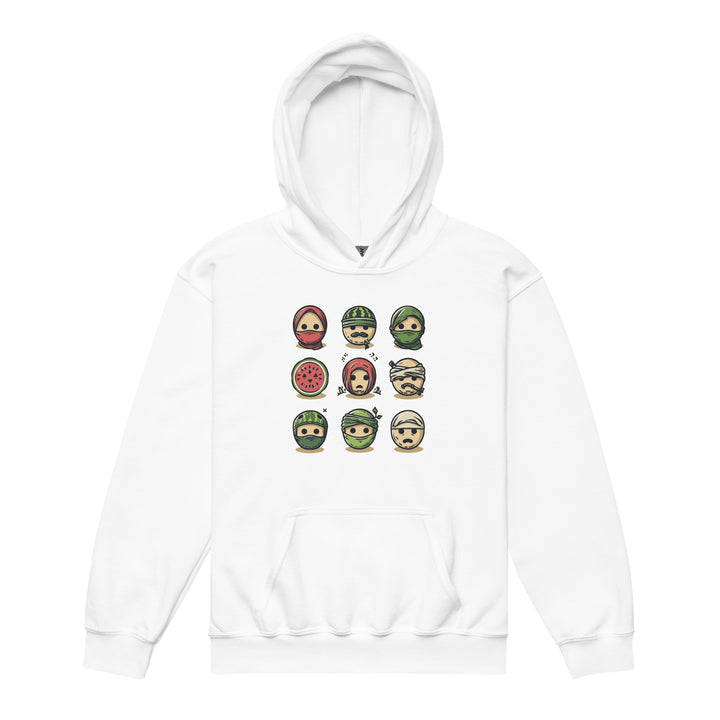 Palestine Emoji - Youth Heavy Blend Hoodie, White