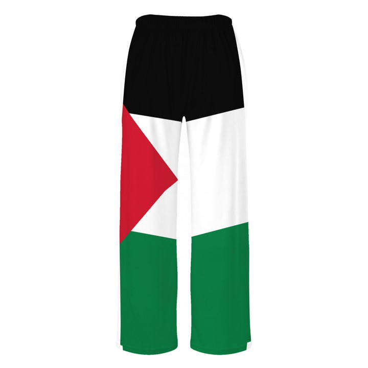 Palestine Flag - All-Over Print Men’s Wide-Leg Pants, Wide Leg Pants White