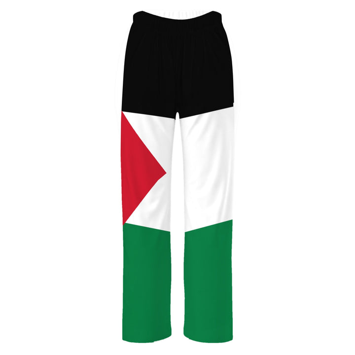 Palestine Flag - All-Over Print Men’s Wide-Leg Pants, Wide Leg Pants White