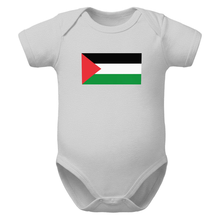 Palestine Flag - Baby Short Sleeve One Piece, Heather