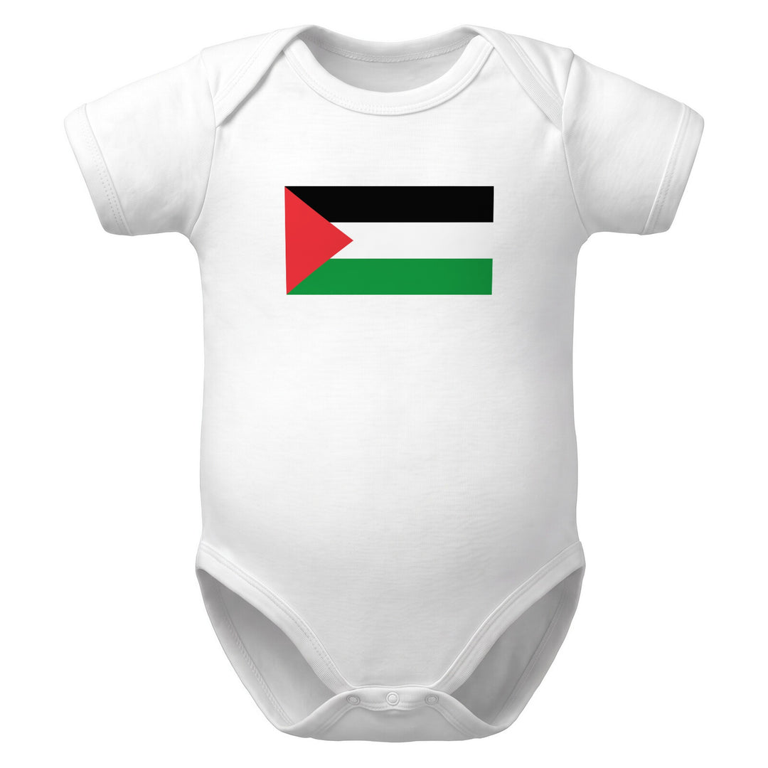 Palestine Flag - Baby Short Sleeve One Piece, White
