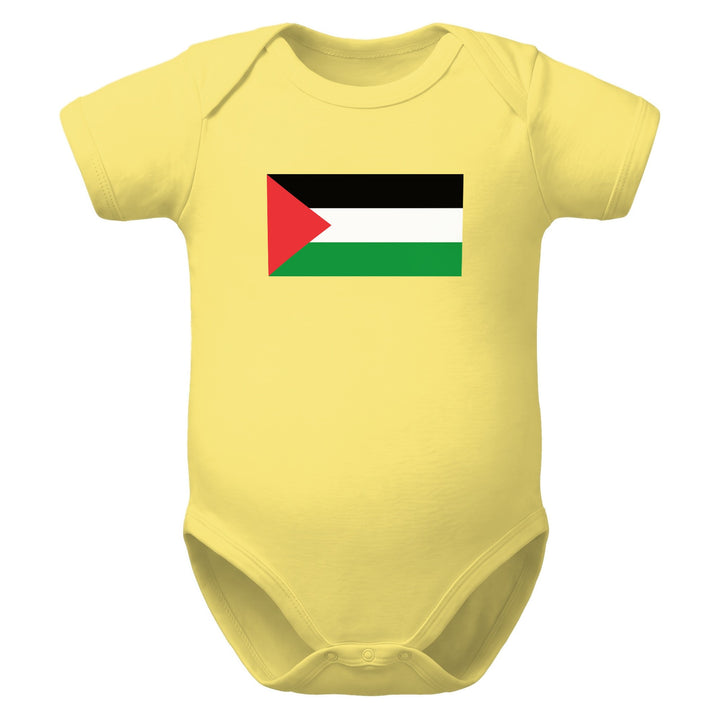 Palestine Flag - Baby Short Sleeve One Piece, Yellow