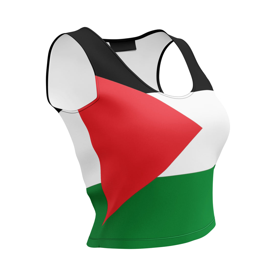 Palestine Flag - Crop Top, White