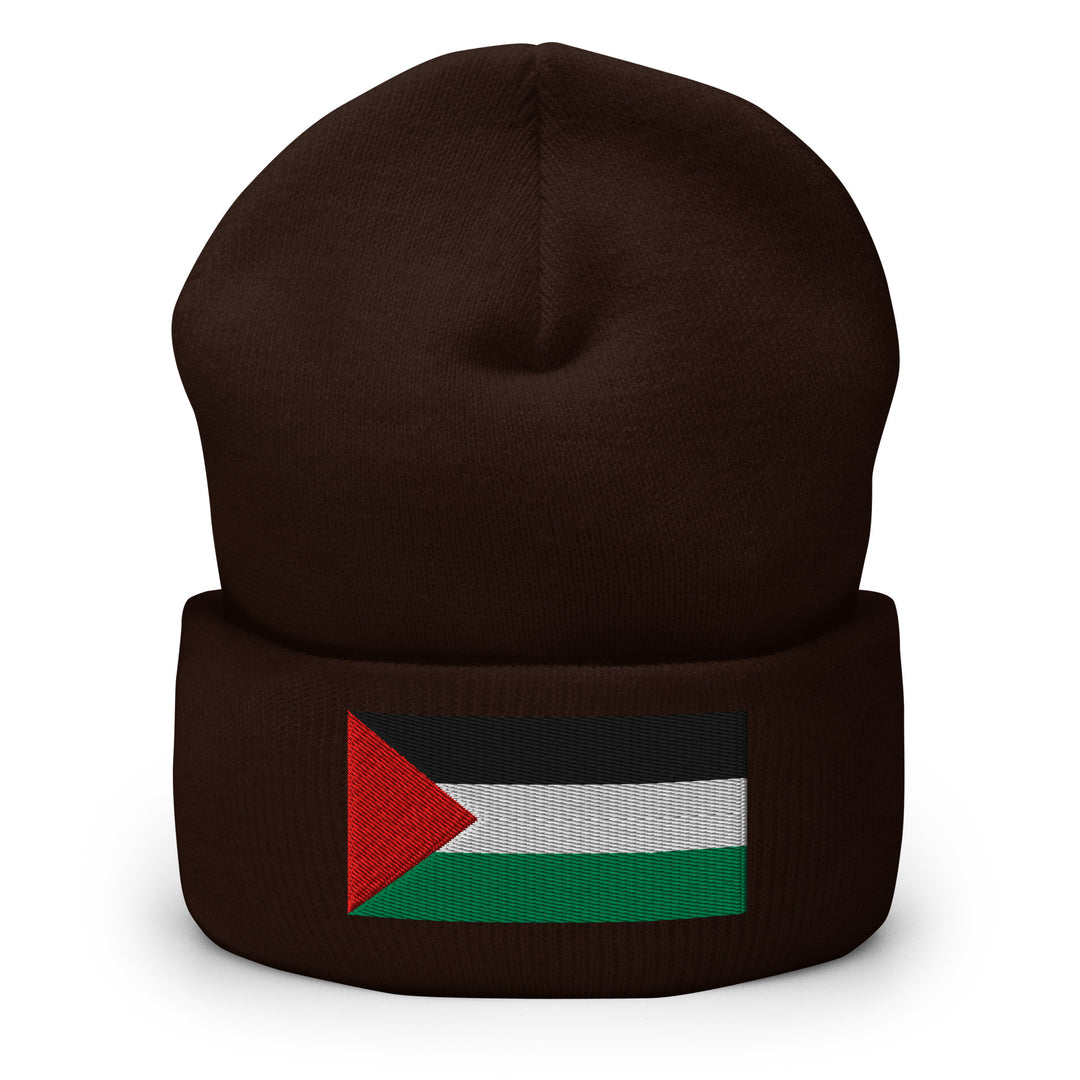 Palestine Flag - Cuffed Beanie, Cuffed Beanie Brown